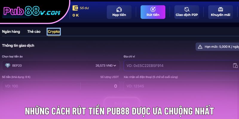 Những cách rút tiền Pub88 được ưa chuộng nhất